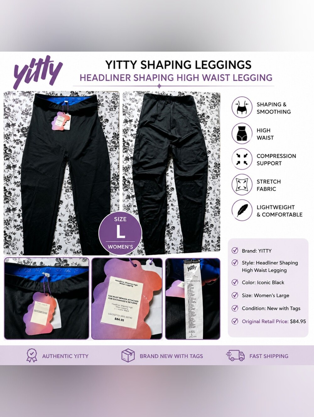 NWT YITTY Headliner Shaping High Waist Leggings — Black